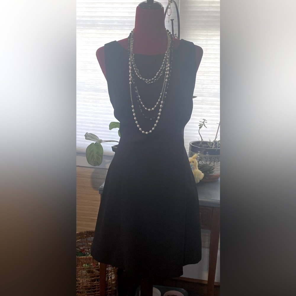 Vintage Ann Taylor Women’s Black Apron Mini Dress (12)